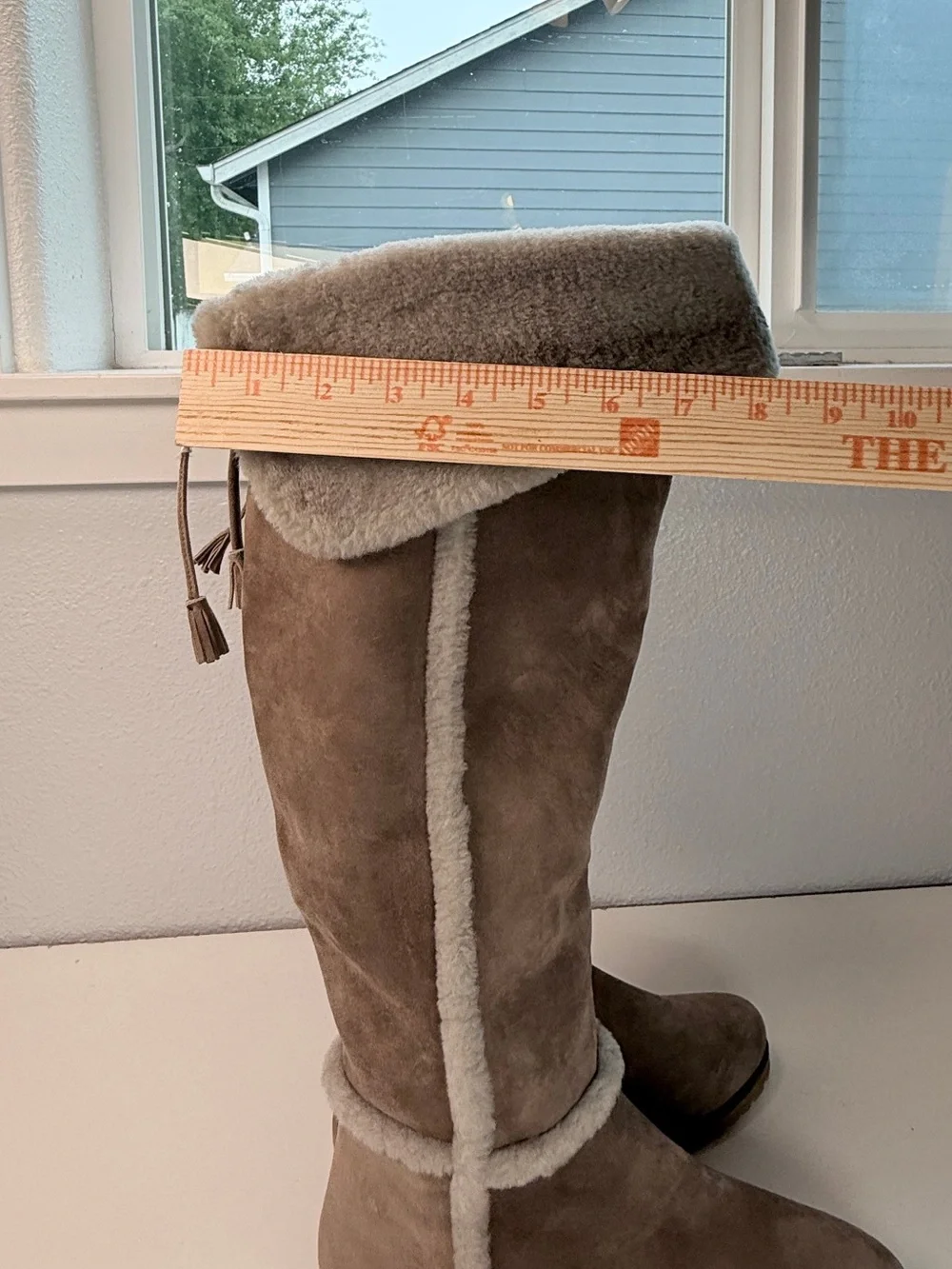 FRYE Tamara Over The Knee Shearling Boots Taupe Suede Fur Lined NWT women size 9